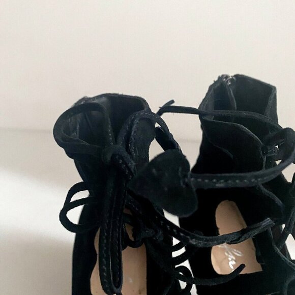 Isa Tapia Balck Suede Heart Motif Lace up Laser cut Booties 36 - Picture 7 of 8